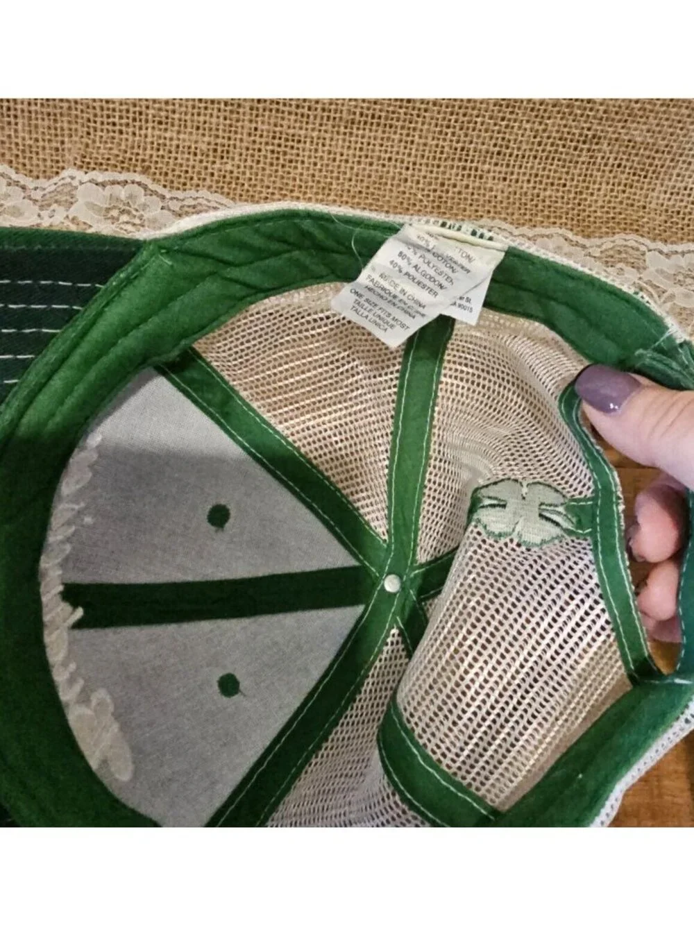 Green Budweiser Green Shamrock /Four Leaf Clover Mesh Adjustable Baseball Cap